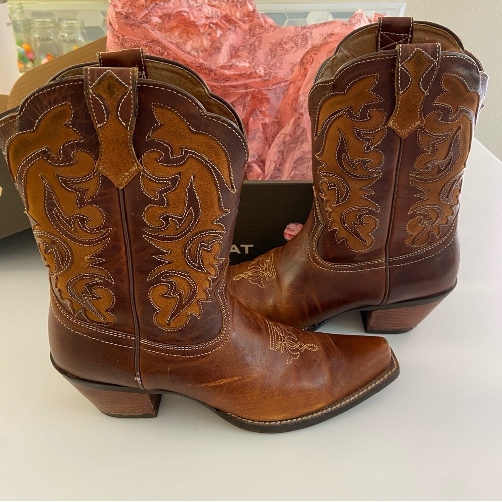Ariat Mid-calf Brown Leather Western Cowboy Boots
